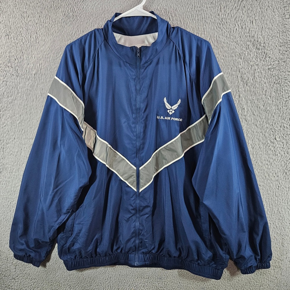 US Air Force PTU Jacket Mens Large Regular Blue Reflective Windbreaker